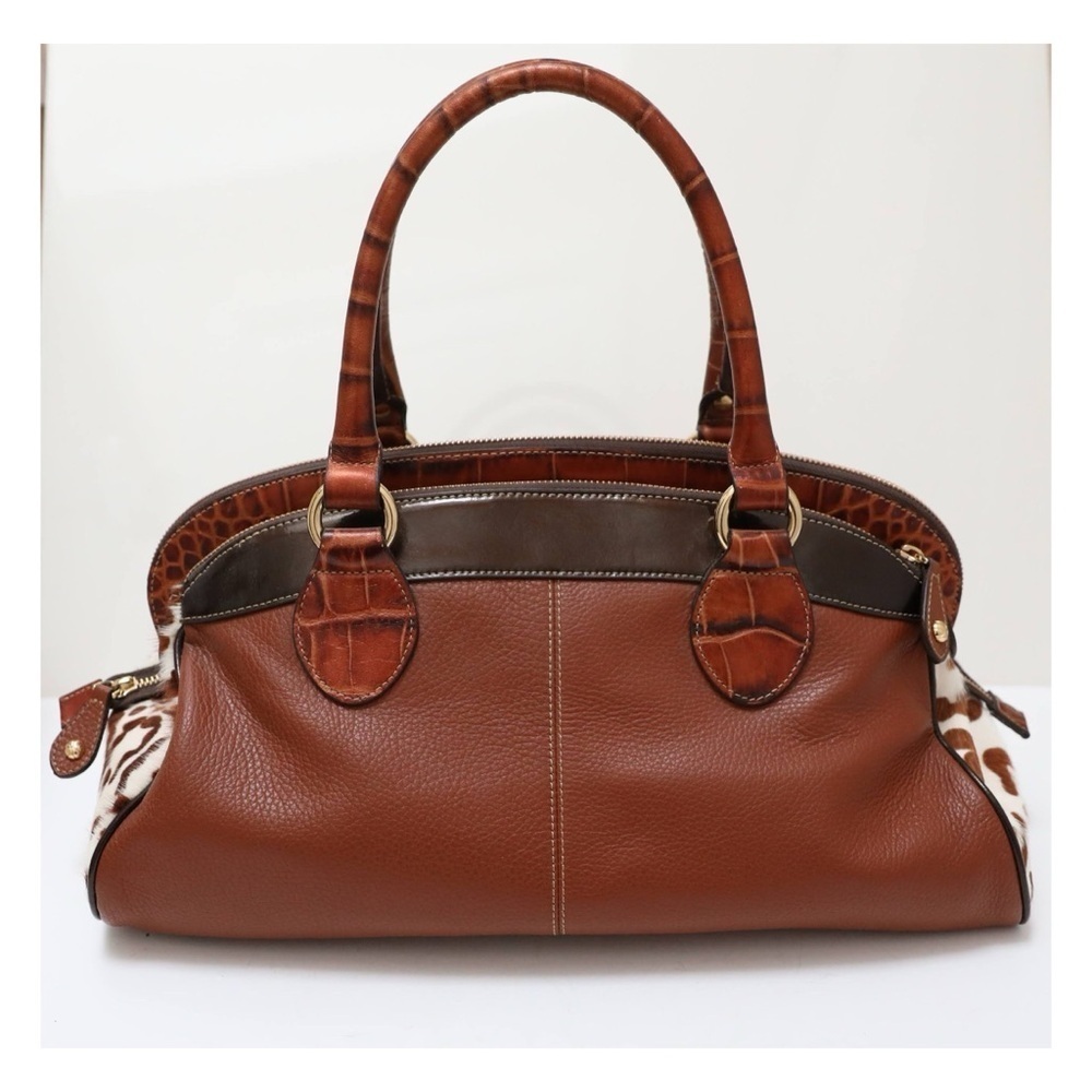 Cromia genuine leather bag crocodile brown tote Y2K 2000s trendy cowhide gold - Picture 3 of 13